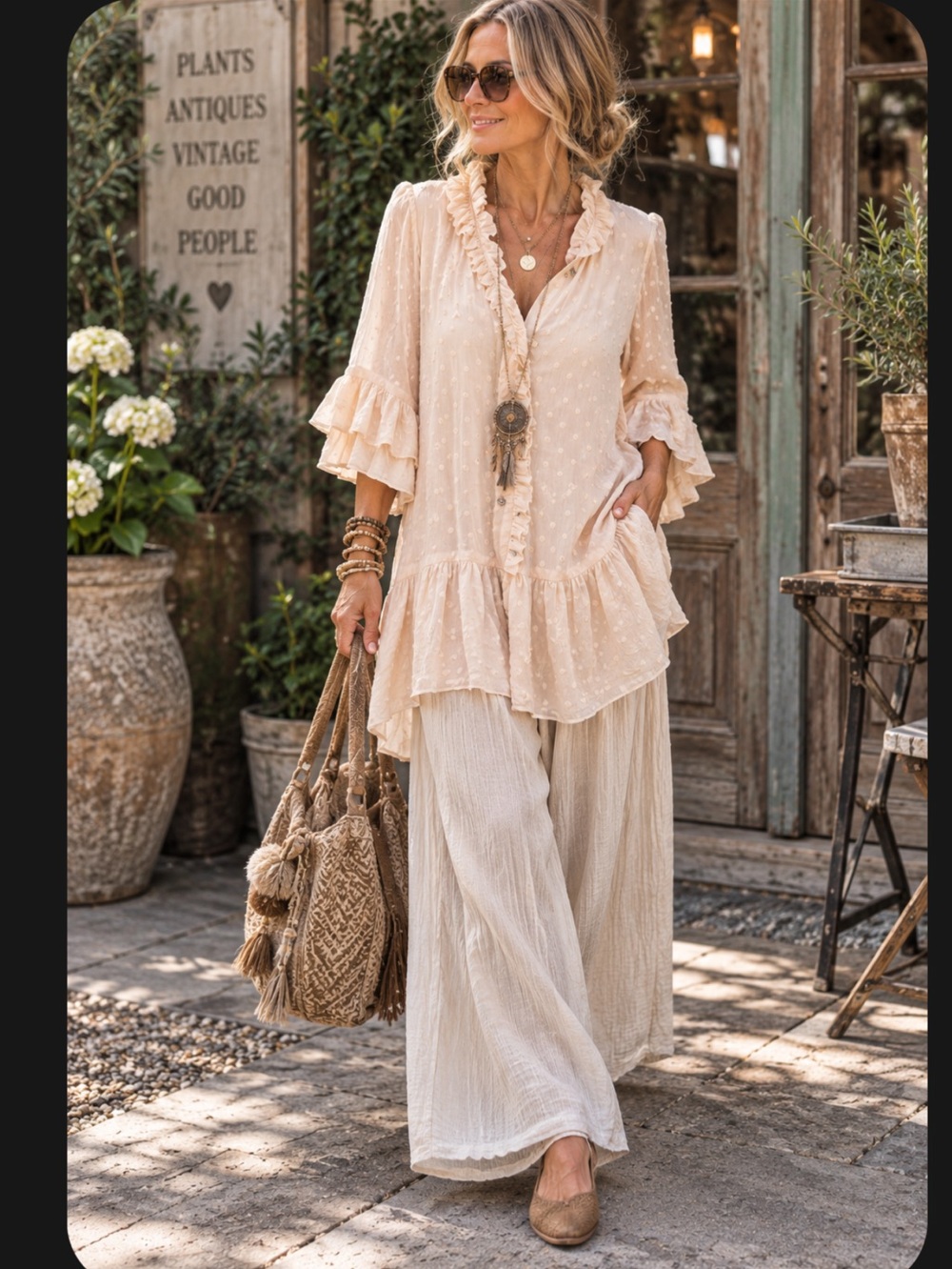 New with tags boho sheer button down flowy bat wing flounce hem dress tunic top